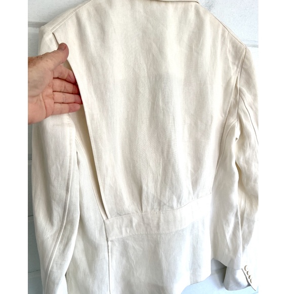 RALPH LAUREN BLUE LABEL Ivory Linen Single Button Blazer - Made In Italy - 12 - Picture 5 of 13